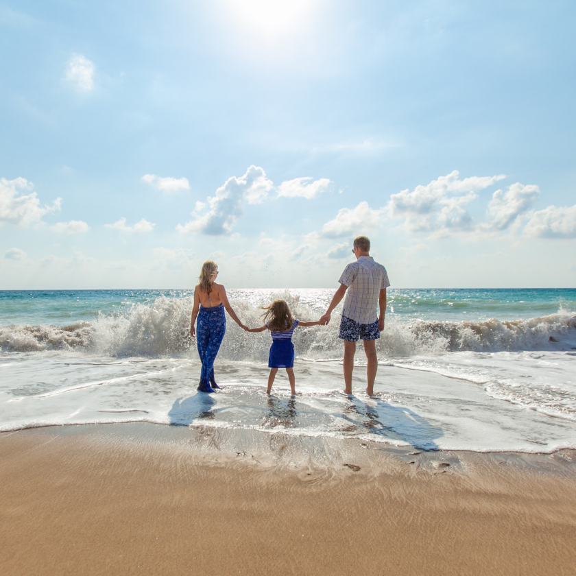 family in the sea