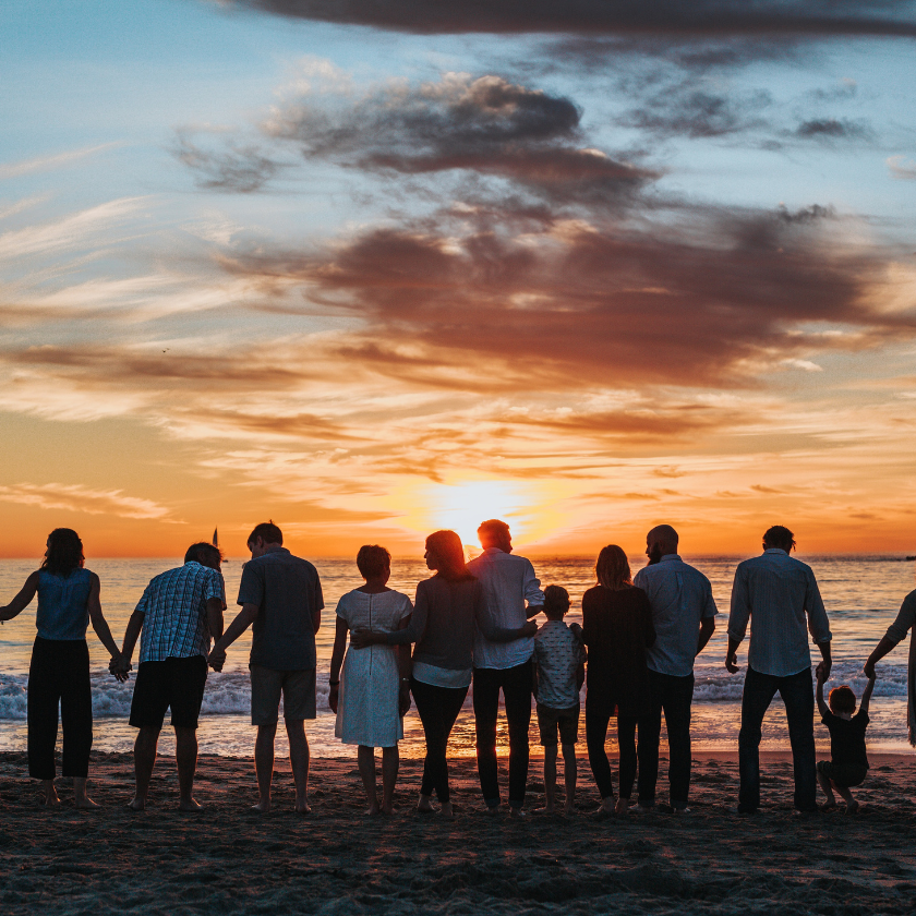 large group watching the sunset