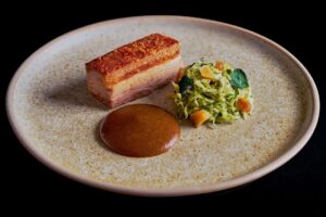 Pork dish from the Mulberry in Falmouth - fine dining plate