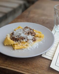 Beef and pasta dish from fine dining spot 'restaurant MINE' based in Falmouth, Cornwall