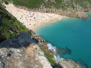 Porthcurno Beach in Cornwall destination for couples